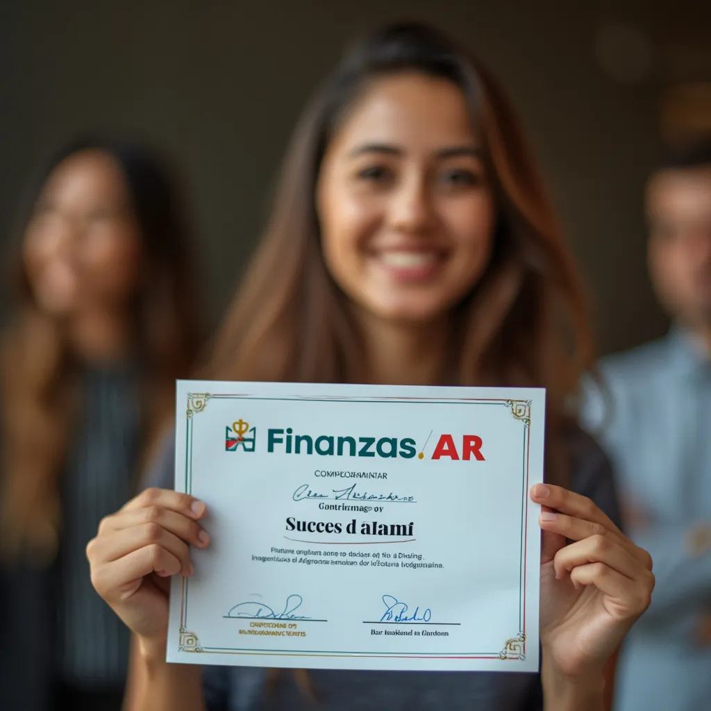 Participante de curso mostrando su certificado